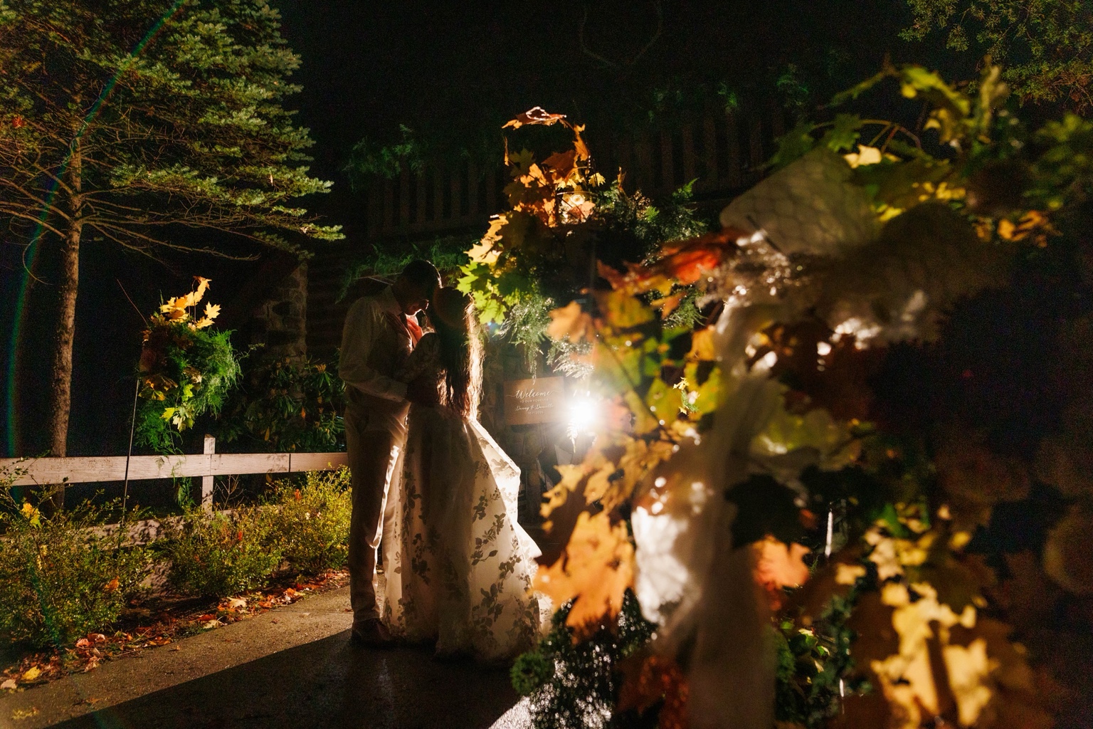Romantic nighttime portrait at Sapphire Lodge